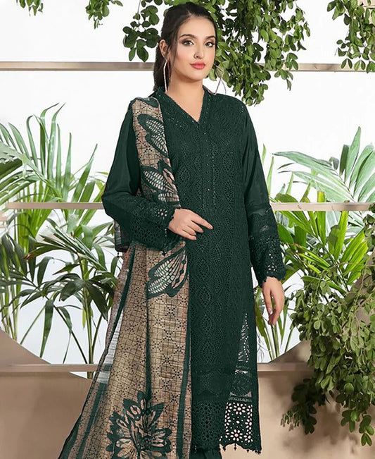 CHARIZMA - 3PC LAWN EMBROIDERED CHIKANKARI Suit  DM 1008