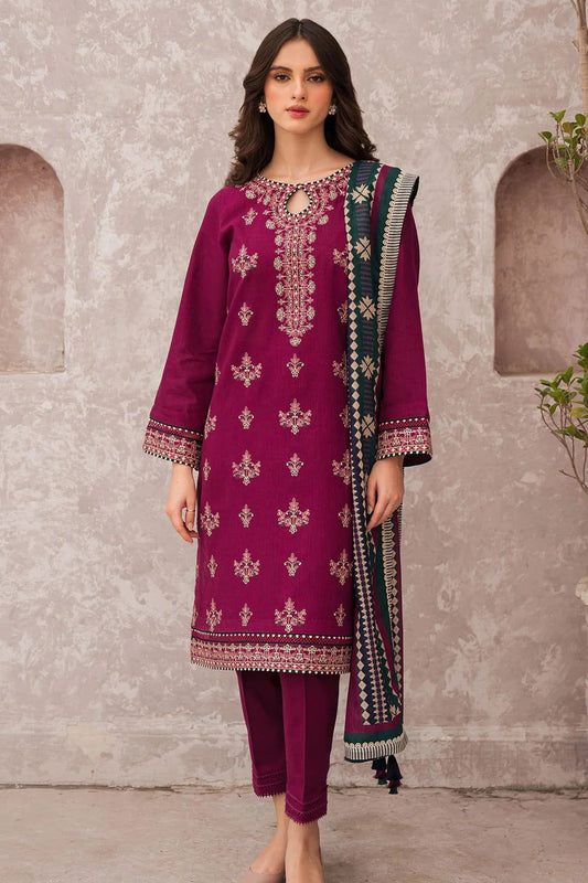 JAZMIN - 3PC LAWN EMBROIDERED SHIRT WITH DIAMOND PRINTED DUPATTA AND TROUSER DM 1018