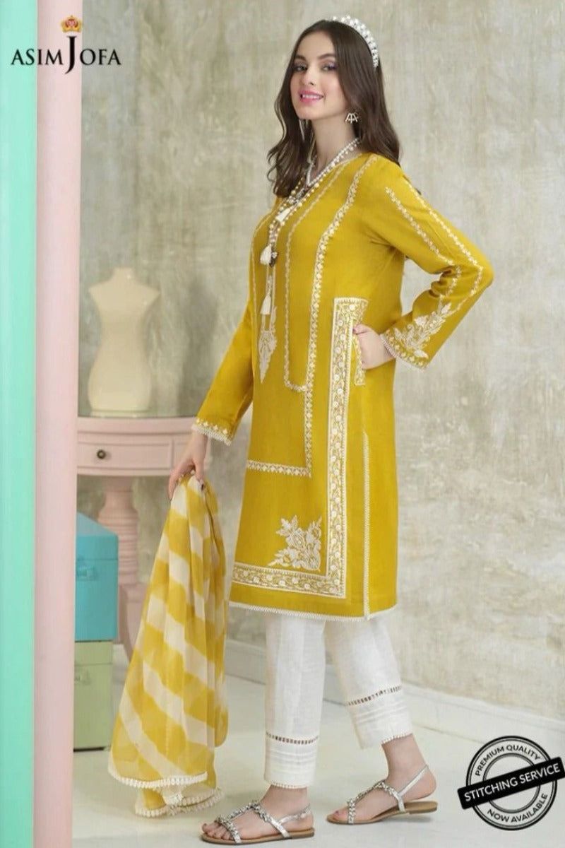 ASIM JOFA- 3PC LAWN EMBROIDERED WITH ORGANZA PRINT DUPATTA DM 1003