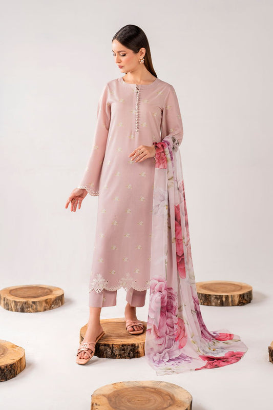 IZNIK-3PC LAWN EMBROIDERED SHIRT WITH DIAMOND PRINT DUPATTA & TROUSER DM 1016