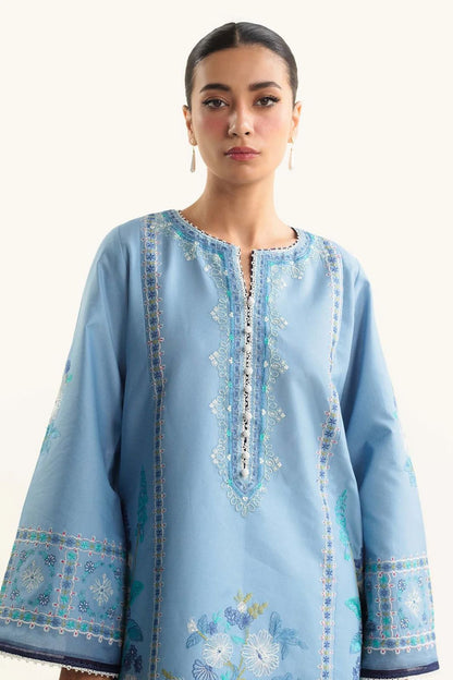 ZARA SHAH JAHAN - 3PC LAWN EMBROIDERED SHIRT WITH DIAMOND PRINTED DUPATTA AND TROUSER DM 1039