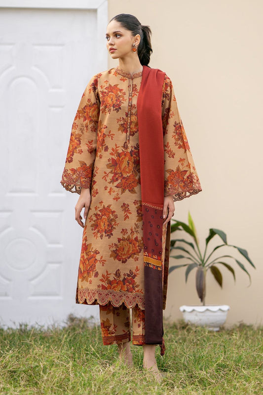 BAROQUE - 3PC KHADDAR PRINTED SHIRT WITH KHADDAR PRINTED DUPATTA AND TROUSER DM 1004