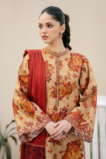 BAROQUE - 3PC KHADDAR PRINTED SHIRT WITH KHADDAR PRINTED DUPATTA AND TROUSER DM 1004